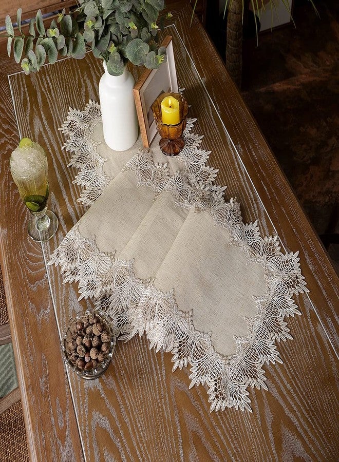 ARTABLE Grey Table Runner Coffee Farmhouse Rustic Macrame Dresser Scarf Lace Small Table Runners for Kitchen Home Outdoor Picnic Wedding Decor (Stone Grey, 16 x 70 Inch) - Image 2